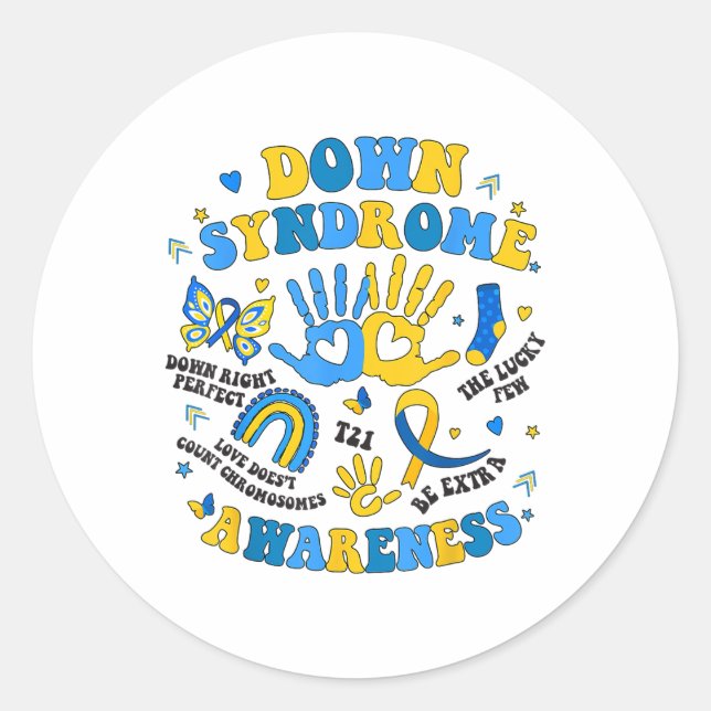 World Down Syndrome Awareness Day 321 Down Right P Classic Round Sticker (Front)