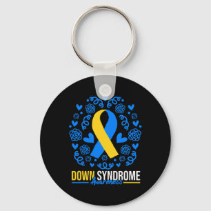 World Down Syndrome Awareness Day Ribbon Hearts T2 Key Ring