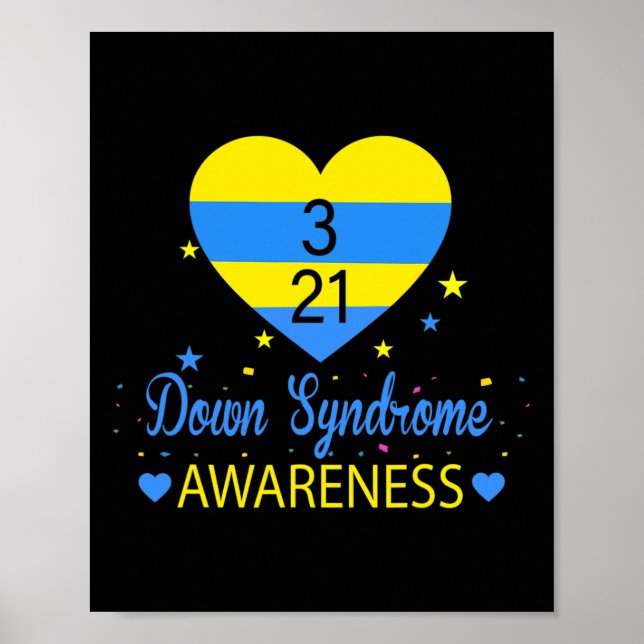 World Down Syndrome Awareness March 21 Yellow Blue Poster (Front)