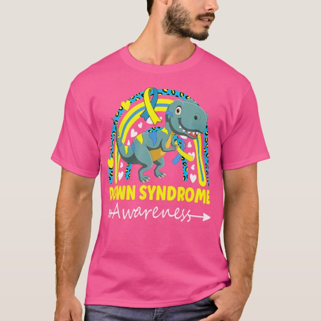 World Down Syndrome Day Awareness Dinosaur T21 Soc T-Shirt (Front)