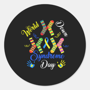World Down Syndrome Day Awareness Socks Down Right Classic Round Sticker