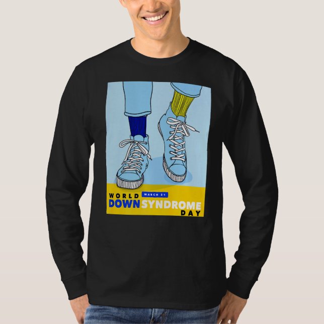 World Down Syndrome Day Awareness Socks Down Right T-Shirt (Front)