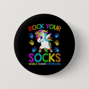 World Down Syndrome Day For Boy Kids Rock Your Soc 6 Cm Round Badge