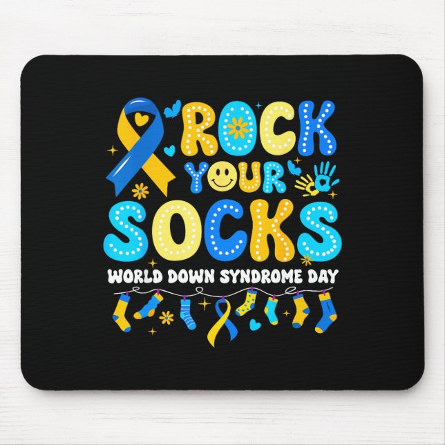 World down syndrome day rock socks awareness mouse pad (Front)