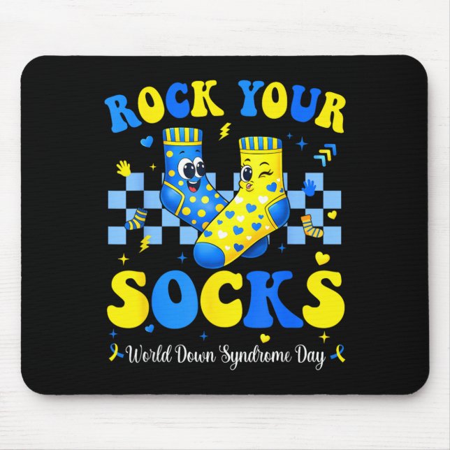 World Down Syndrome Day Rock Socks Awareness Mouse Pad (Front)
