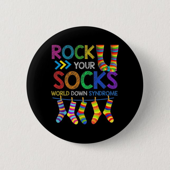 World Down Syndrome Day  Rock Your Socks Awareness 6 Cm Round Badge (Front)