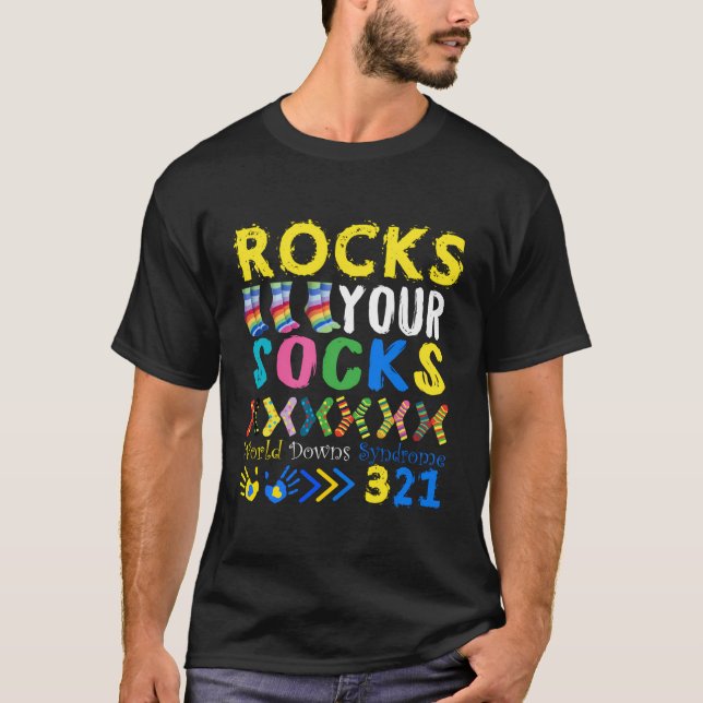 World Down Syndrome Day Rock Your Socks Awareness T-Shirt (Front)