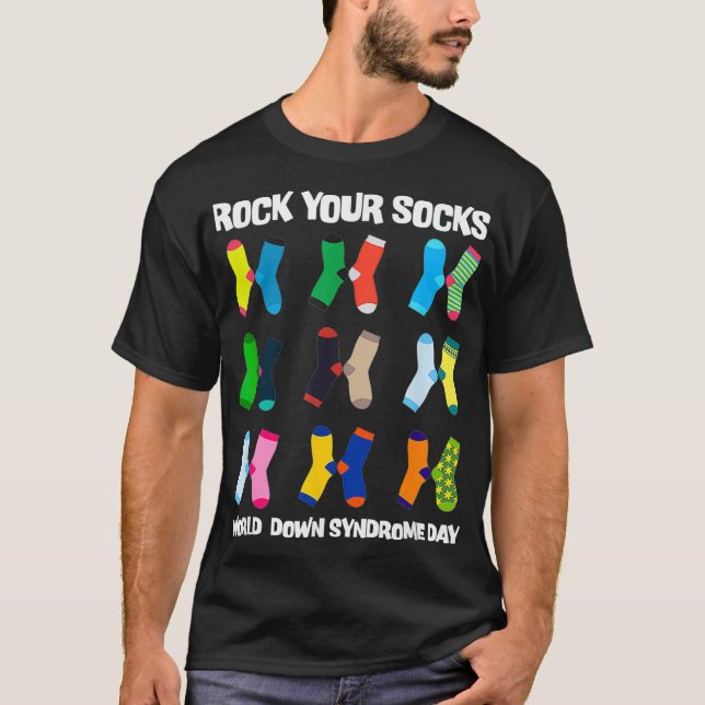 World Down Syndrome Day Rock Your Socks Awareness  T-Shirt (Front)