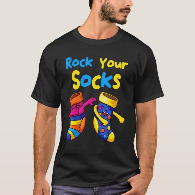 World Down Syndrome Day Rock Your Socks Awareness  T-Shirt (Front)