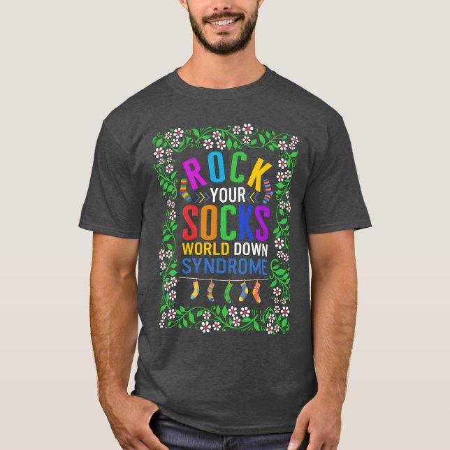 World Down Syndrome Day Rock Your Socks retro T-Shirt (Front)