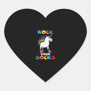 WORLD DOWN SYNDROME DAY Rock Your Socks Unicorn T- Heart Sticker