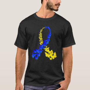 World Down Syndrome Day T21 Butterfly Ribbon Kids  T-Shirt