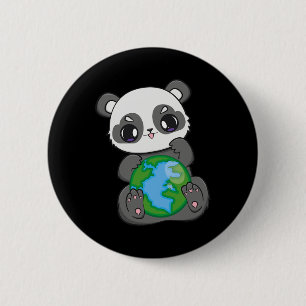 World Earth Day Earthday Panda  6 Cm Round Badge
