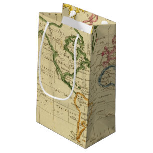 World engraved map small gift bag