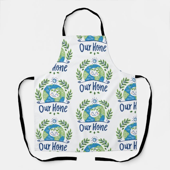 World Environment Day - Happy Earth Illustration Apron (Front)
