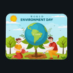 World Environment Day Tree Planting Magnet<br><div class="desc">Celebrate World Environment Day on 5 June with this cheerful eco-friendly design featuring children planting a tree to care for our planet. Perfect for raising awareness about sustainability, climate action, and protecting the Earth. A thoughtful small gift or keepsake for environmentalists, teachers, students, and anyone passionate about nature. The date...</div>
