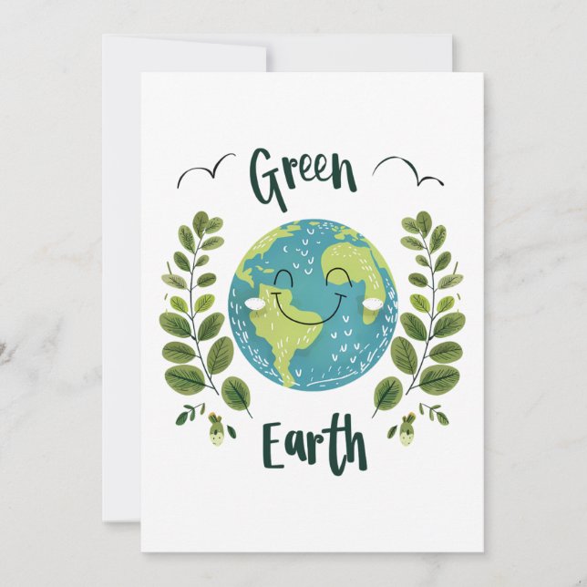 World Environment - Smiling Earth with Green Earth Invitation (Front)