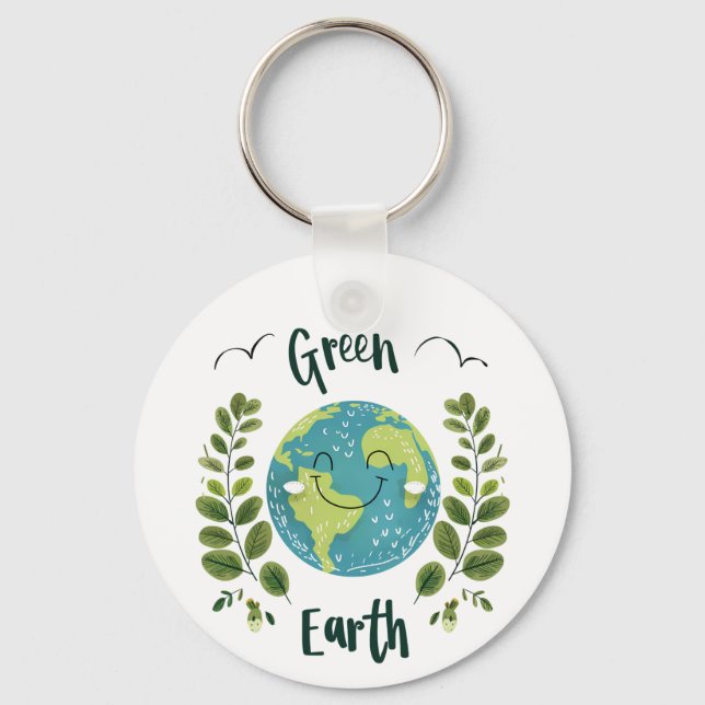 World Environment - Smiling Earth with Green Earth Key Ring (Front)