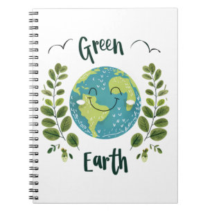 World Environment - Smiling Earth with Green Earth Notebook