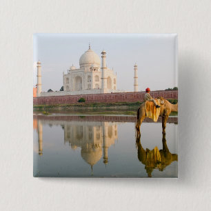 World famous Taj Mahal temple burial site at 15 Cm Square Badge