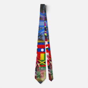 World Flag Distressed Glitch Abstract Collage Tie