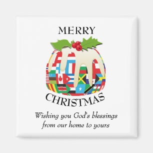 WORLD FLAGS Christmas Pudding Magnet