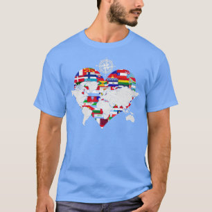 World Flags Heart International Travelling Cartogr T-Shirt