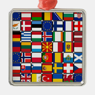 World Flags Metal Tree Decoration