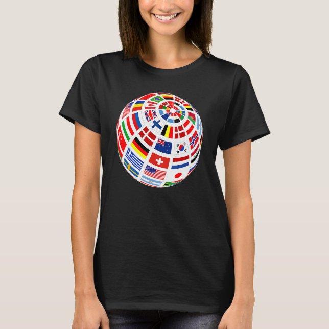 World Flags The Countries of the World Globe Earth T-Shirt (Front)