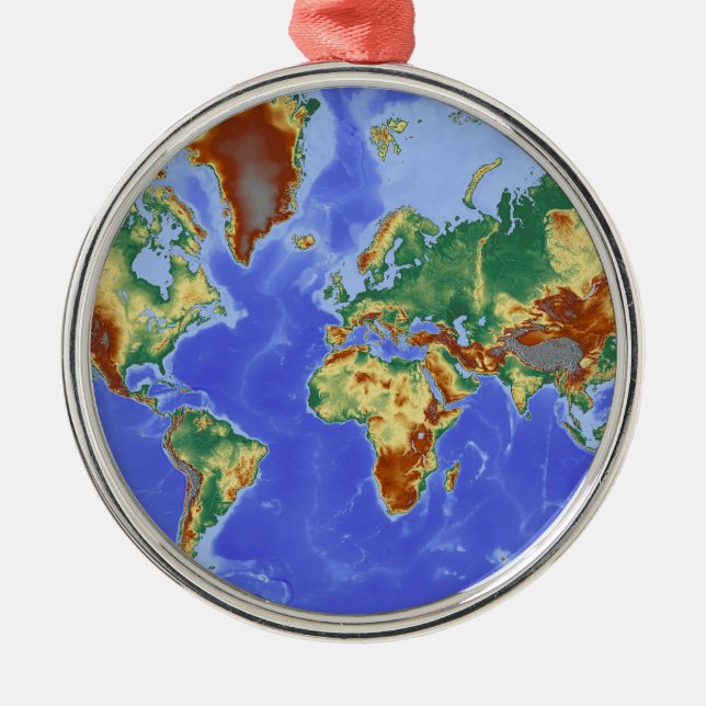 World Geographic International Map Metal Tree Decoration (Front)