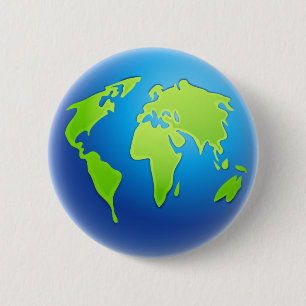 World Globe 6 Cm Round Badge