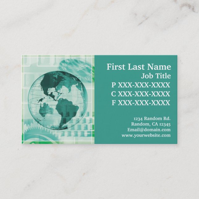 World globe financial business cards (Front)