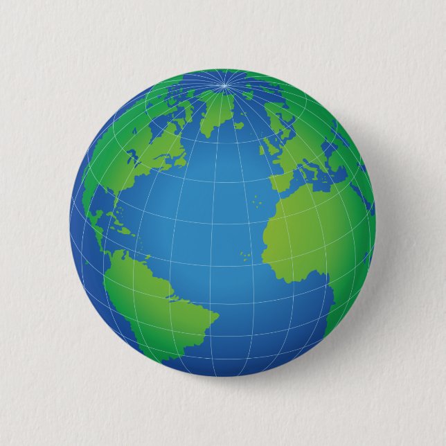 World Globe Map 6 Cm Round Badge (Front)
