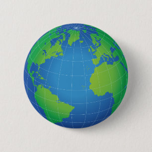 World Globe Map 6 Cm Round Badge