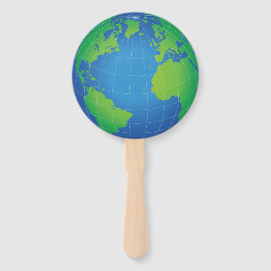 World Globe Map Hand Fan