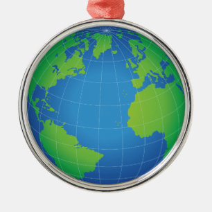 World Globe Map Metal Tree Decoration