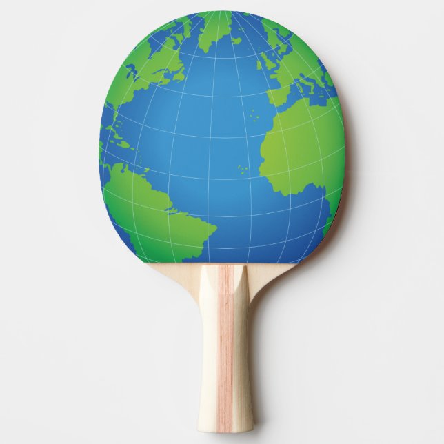 World Globe Map Ping Pong Paddle (Front)