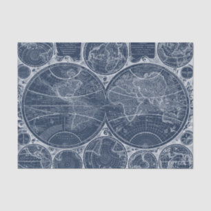 World Globes Blueprint Tissue Paper