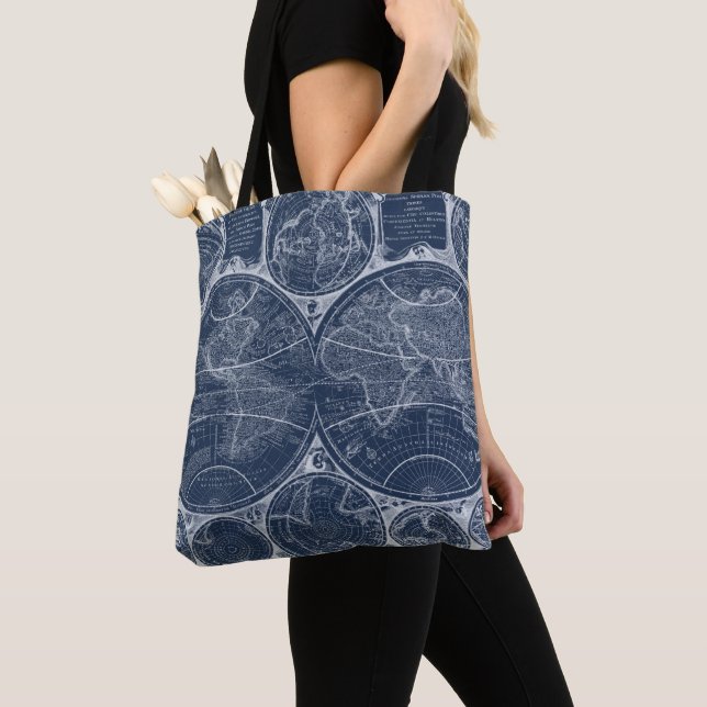 World Globes Blueprint Tote Bag (Close Up)
