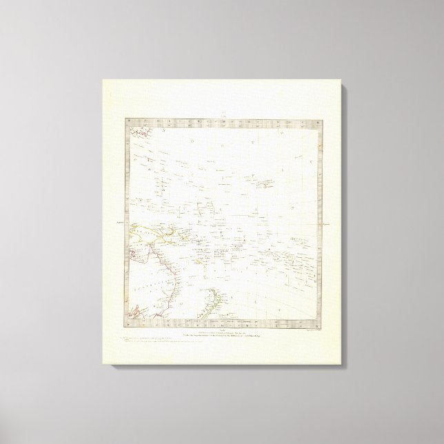World, gnomonic proj III Polynesia Canvas Print (Front)