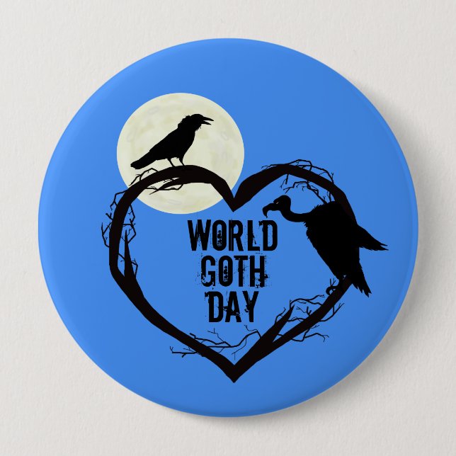 World Goth Day Button with Raven & Vulture (Front)