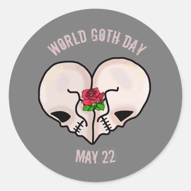 World Goth Day Sticker Heart Skull (Front)