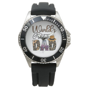 World greatest dad ,leopard print typography dad's watch