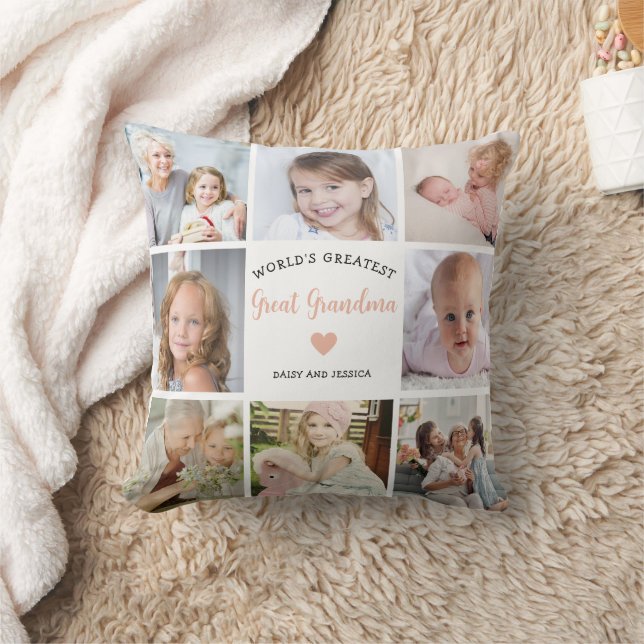 World Greatest Great Grandma Modern Photo Collage  Cushion (Blanket)
