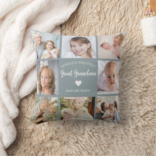World Greatest Great Grandma Modern Photo Collage  Cushion