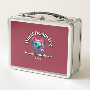 World Health Matters. World Health Day. Metal Lunch Box