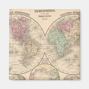 World hemispheres  Map by Mitchell Magnet