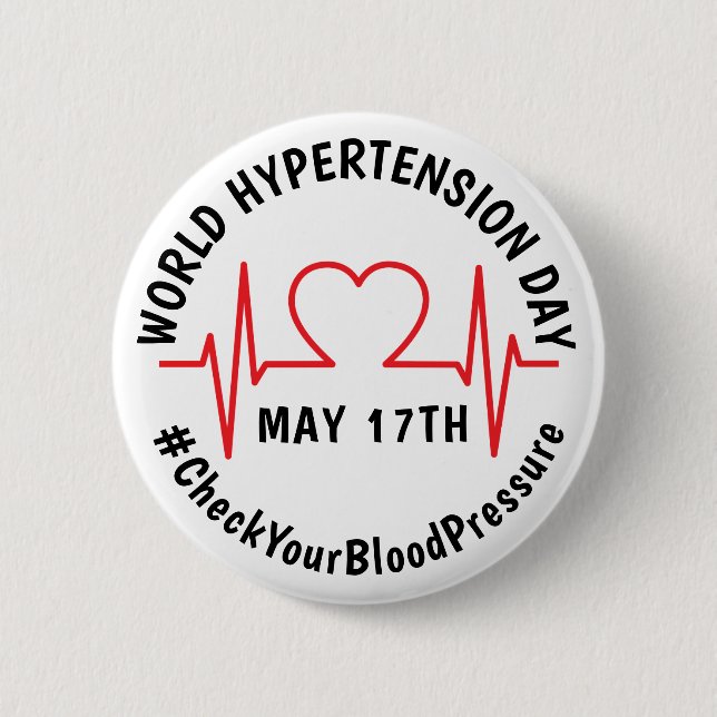 World Hypertension Day 6 Cm Round Badge (Front)