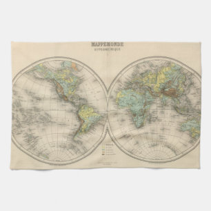 World hypsometric maps tea towel