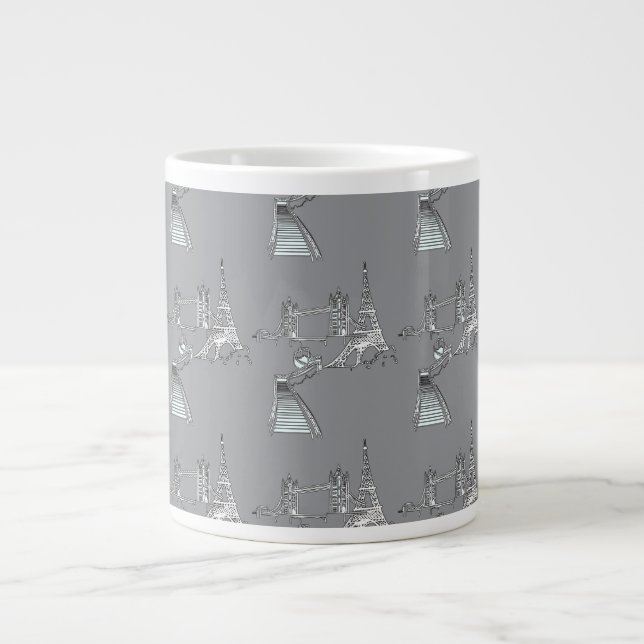 World Icons Grey    Large Coffee Mug (Front)